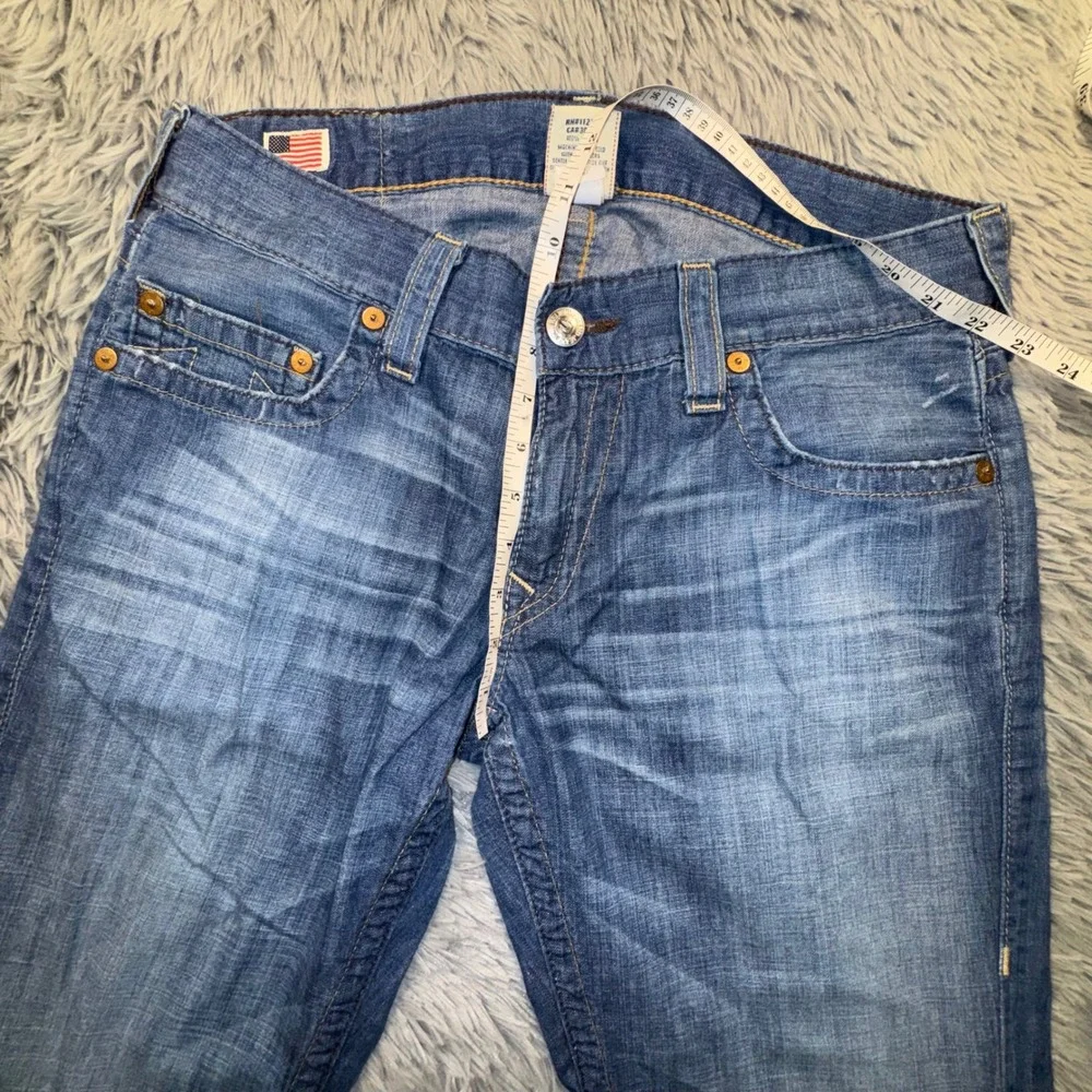 True Religion Jeans Men 34 Bobby Bootcut Loose Fit Light Wash VTG USA Logo 36x33